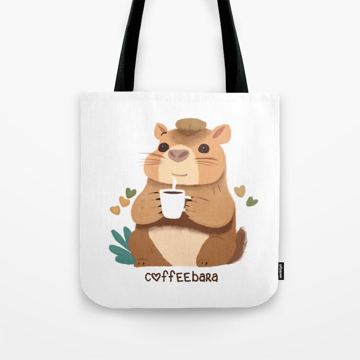 CoffeeBara: Chillin' Caffeine Lovin' Capybara Tote Bag