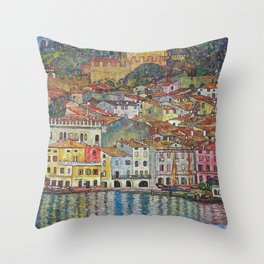 Gustav Klimt Malcesine On Lake Garda Throw Pillow