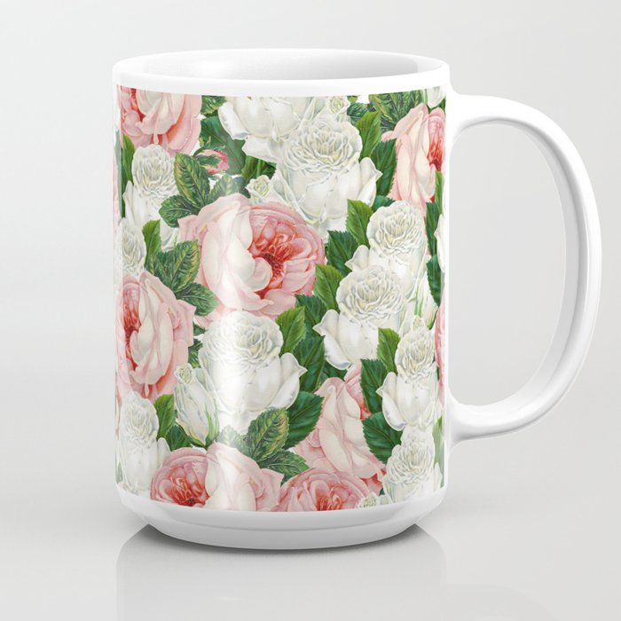 Preppy Pink Flowers Minimalist Pattern Coffee Mug by cadinera
