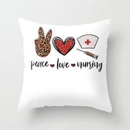 Nurse Gifts to Ship Peace Love Nursing Nurse Hat Throw Pillow