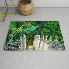 Brazil Photography - Tropical Hanging Bridge In The Rain Forest Area & Throw Rug