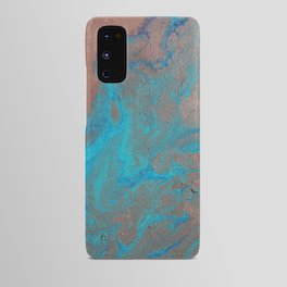Rose Gold, Aqua, and Blue Acrylic Pour Abstract Art Android Case
