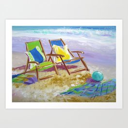 DECK CHAIRS ON THE BEACH NATURE POSTER AD985 Poster Print Art A0 A1 A2 A3 