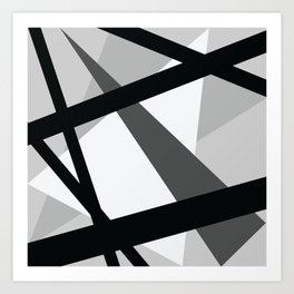 Abstract Grayscale Geometric Lines Art Print