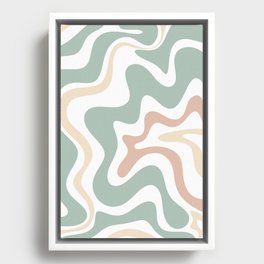 Liquid Swirl Abstract Pattern in Celadon Sage Framed Canvas