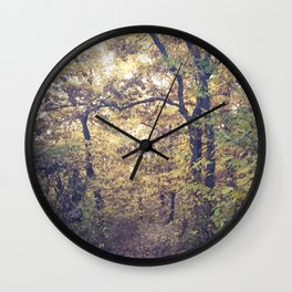 Autumn trail in the woods Wall Clock