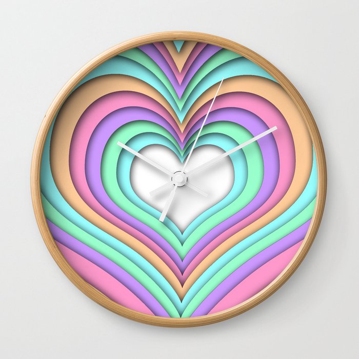 Pastel Heart Wall Clock