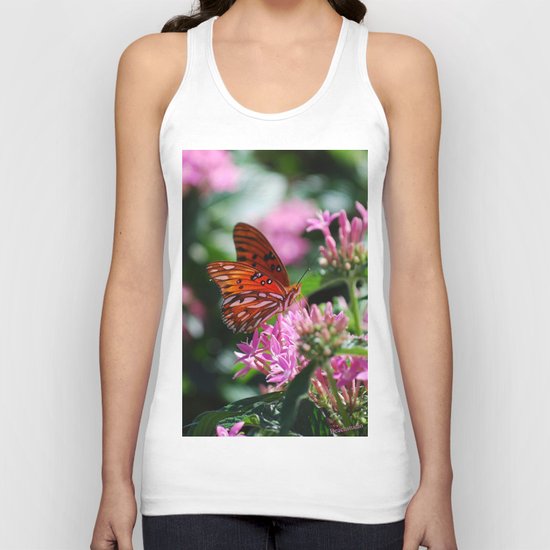 Butterfly In Pink Unisex Tank Top