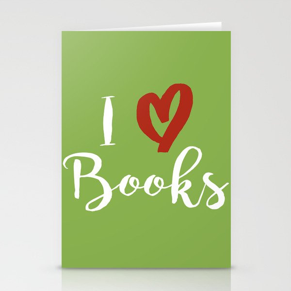 I Love Books (Green) Stationery Cards