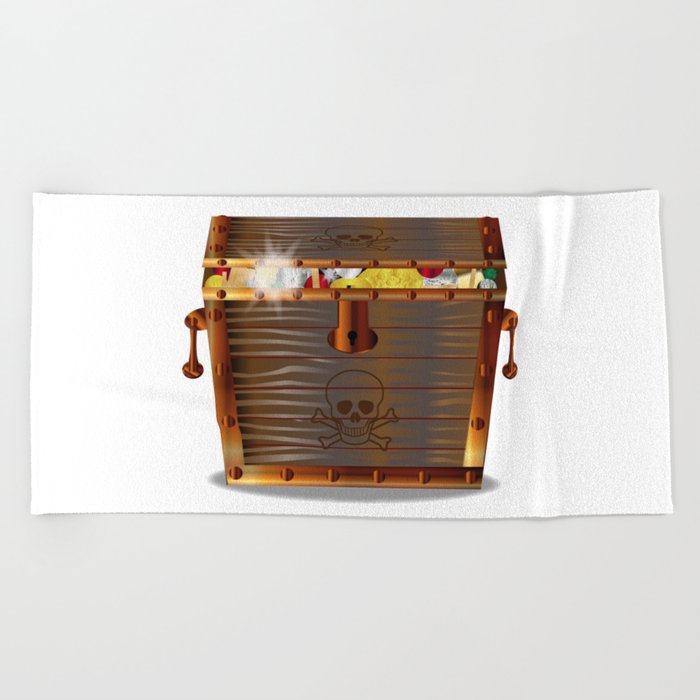 Full Pirates Treasure Chest Beach Towel