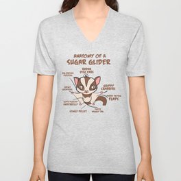Anatomy Of A Sugar Glider Possum V Neck T Shirt