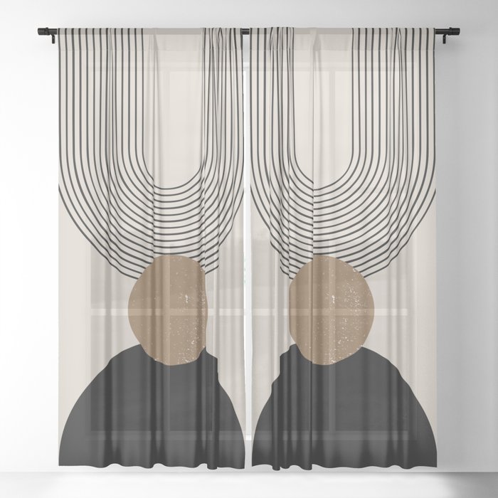 Mid Century Modern Abstract Art 10 Sheer Curtain