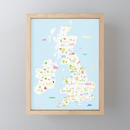 Illustrated Map of the UK & Ireland Framed Mini Art Print