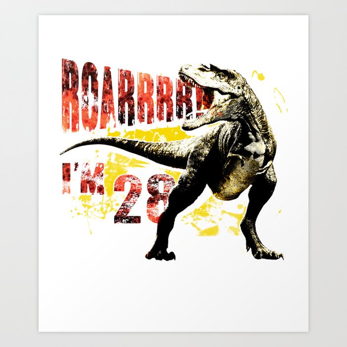 28th Birthday Gift 28 Year Old Dinosaurs Birthday Present