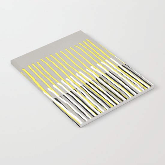 Yellow Rising - abstract stripes in yellow, grey, black & white Notebook