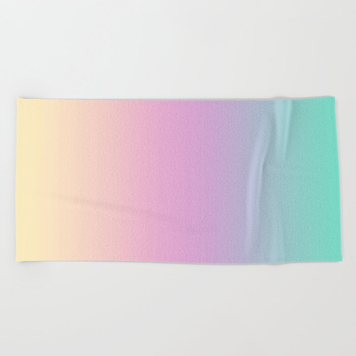 Ombre gradient illustration pink yellow blue colors Beach Towel