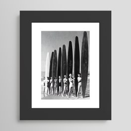 Surfers, Vintage Black and White Art Framed Art Print