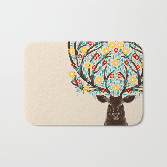 Blooming Deer Spring Bath Mat