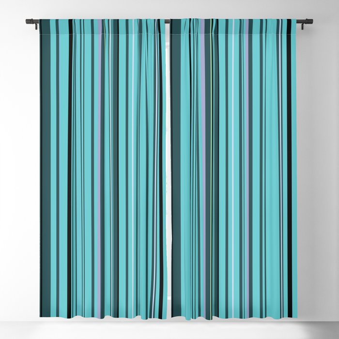 Old Skool Stripes Teal Extra Wide, Wide Blackout Curtains