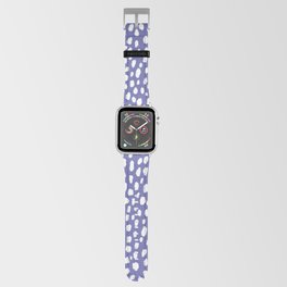 Handmade Polka Dot Paint Brush Pattern (White/Pantone Very Peri) Apple Watch Band