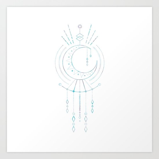Mandala Crescent Moon Art Print