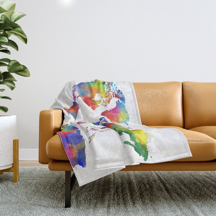 world map colorful 2 Throw Blanket