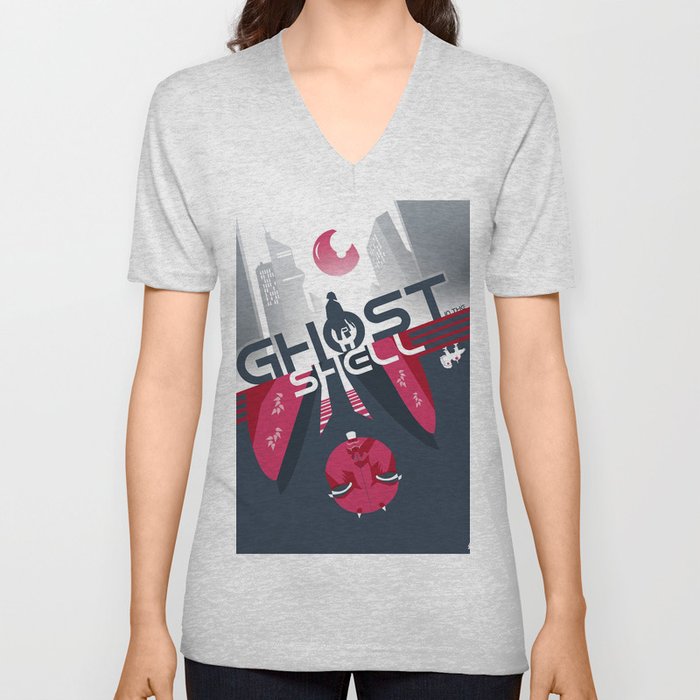 Ghost In The Shell Minimalist Poster Unisex V Neck By Loweakgraph