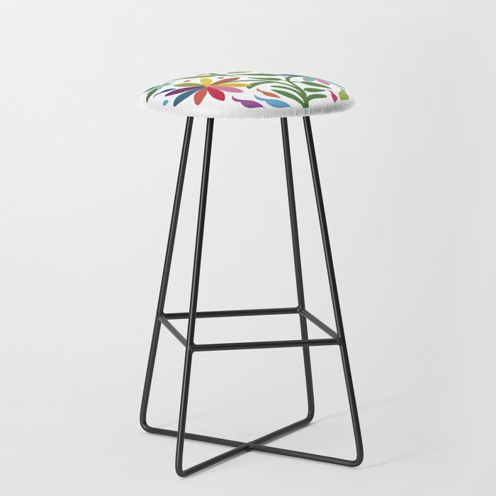 Mexican Otomí Floral Composition by Akbaly Bar Stool
