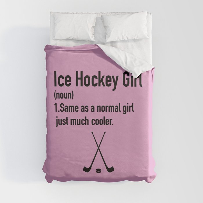 Ice Hockey Girl Duvet Cover