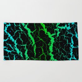 Cracked Space Lava - Cyan/Green Beach Towel