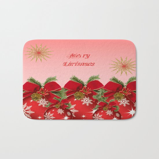 Merry Christmas - Red Bath Mat