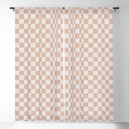 Check Pattern Soft Peach Pink Blackout Curtain