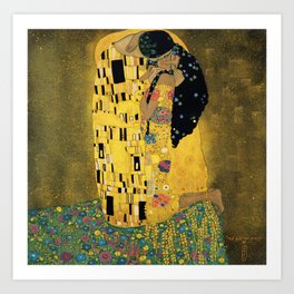 Curly version of The Kiss by Klimt Art Print