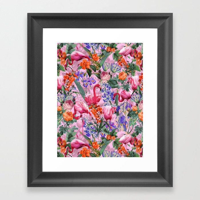 Floral and Flemingo VI pattern Framed Art Print