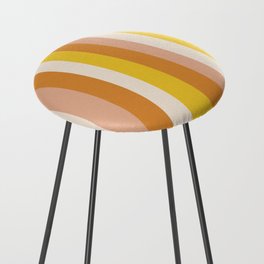 70s Retro Style Abstract Rainbow in Yellow, Orange, Pink and Cream Counter Stool