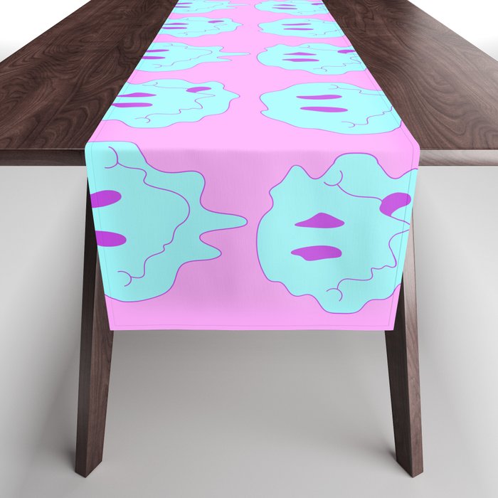 acid smiley faces Table Runner