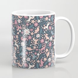 Floral Burst of Dinosaurs and Unicorns in Mauve + Peach Coffee Mug