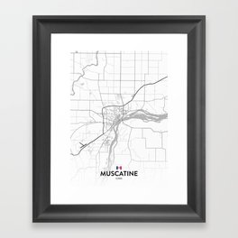 Muscatine, Iowa, United States - Light City Map Framed Art Print