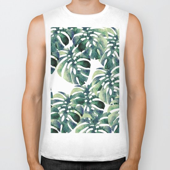 Monstera Pattern Biker Tank