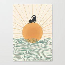 Good Morning Meow 7 Sunny Day Ocean  Canvas Print
