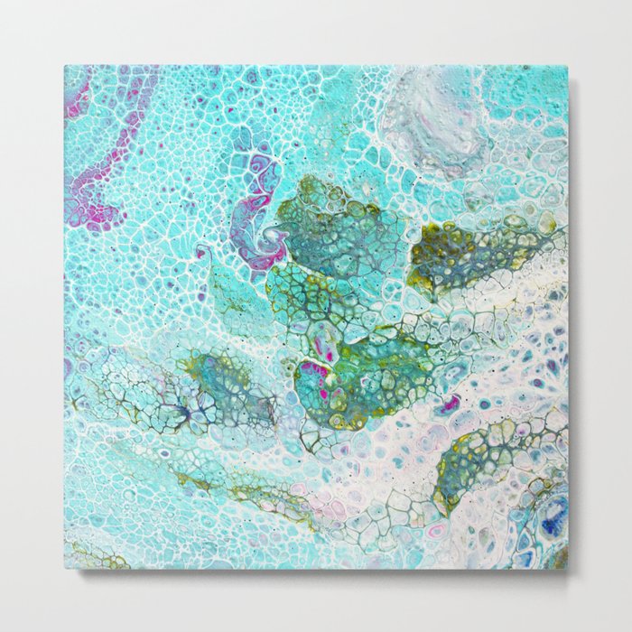 Abstract contemporary painting, aerial view of the ocean and its coral reef Metal Print