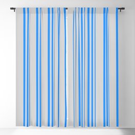[ Thumbnail: Blue & Light Gray Colored Lines/Stripes Pattern Blackout Curtain ]