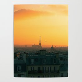 Roof of Paris during Sunset (vertical) Poster