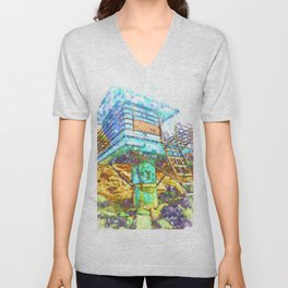 Life Guard Station At The Bottom Of The Bluff V Neck T Shirt