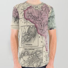 Colton's Brazil with Guayana - 1871 vintage pictorial map-pictorial illustration-drawing All Over Graphic Tee