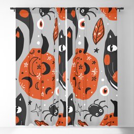 Halloween Seamless Pattern with Cute Pumpkins and Black Cats 01 Blackout Curtain