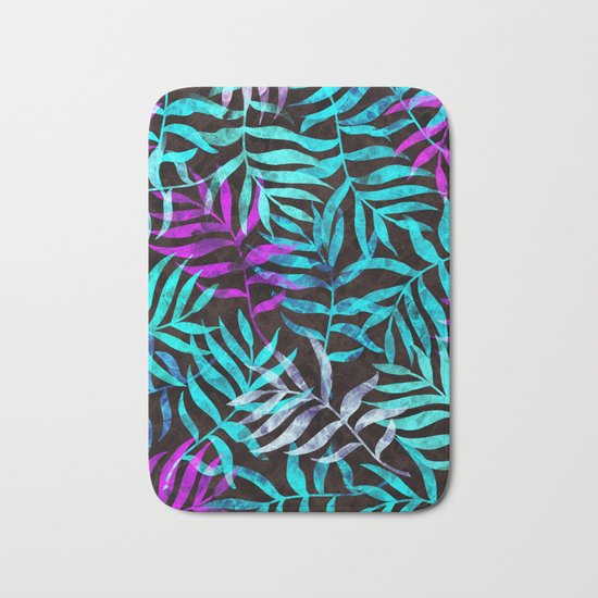 Watercolor Tropical Palm Leaves III Bath Mat