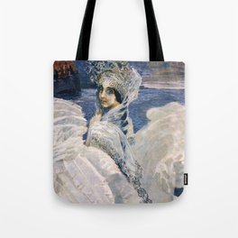 The swan princess female ballet swan lake still life portrait painting by Mikhail Vrubel Tote Bag