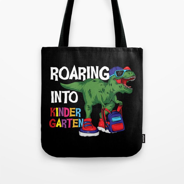 Roaring Into Kindergarten Student Dinosaur Tote Bag
