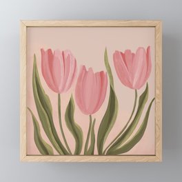 Pink tulips Framed Mini Art Print